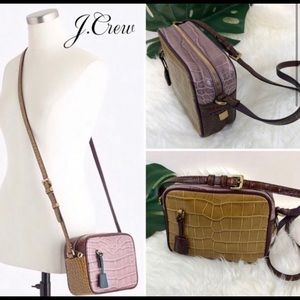 J. Crew Signet Croc Embossed Bag Italian Leather